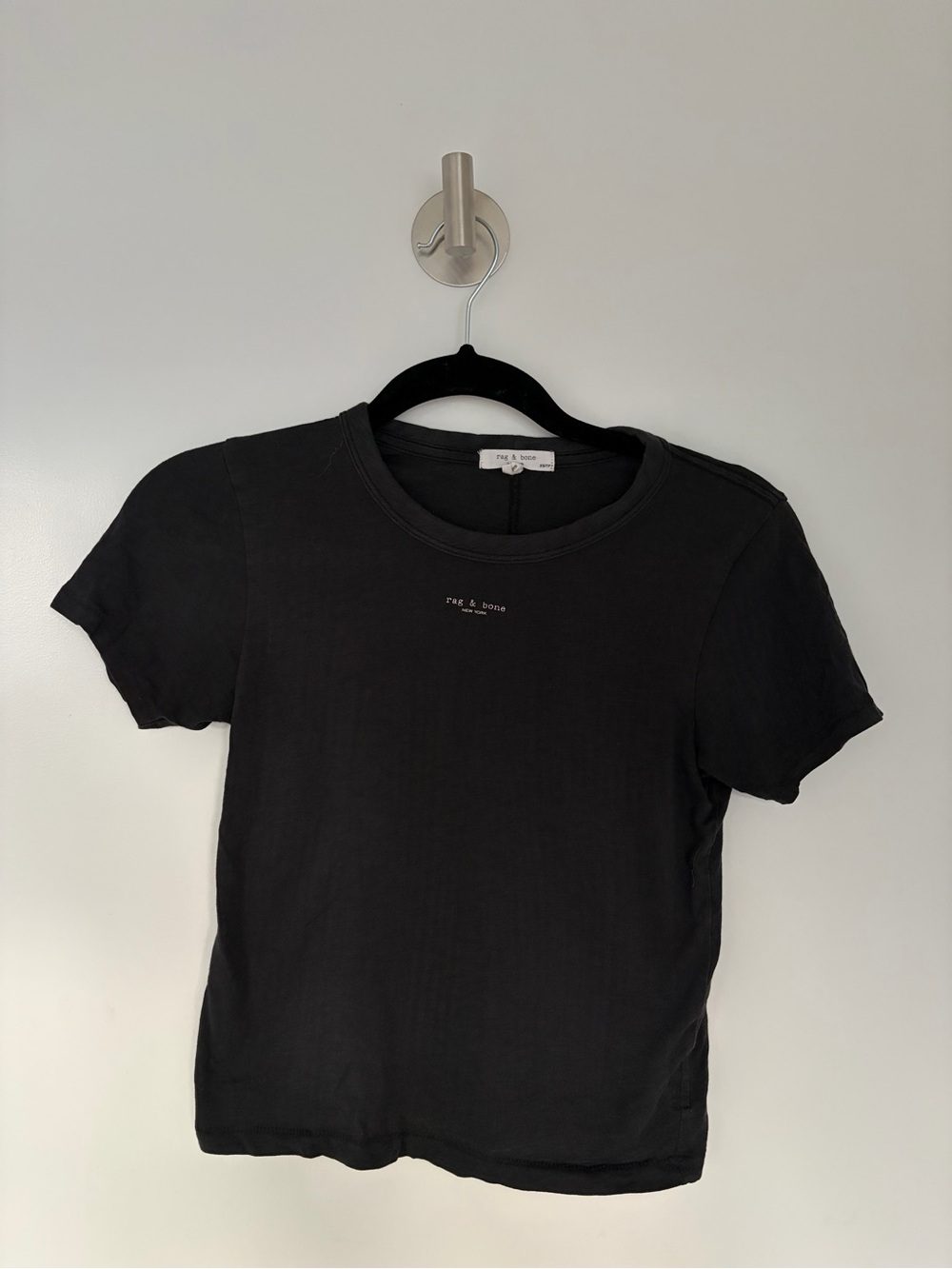 Rag & Bone Black Logo Baby Tee — XS